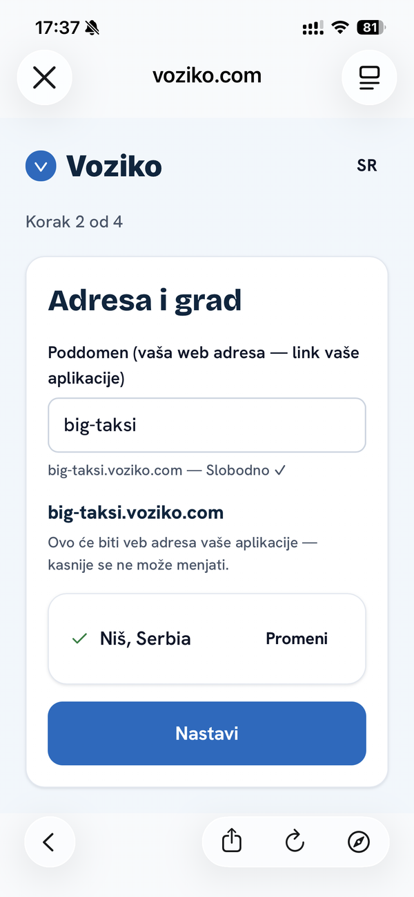 Step 2 — Address and city